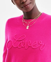 Charter Club Women's 100% Cashmere Love Embroidered Sweater, Macy's Exclusive