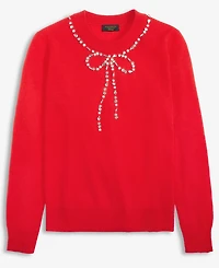 Charter Club Women's 100% Cashmere Embellished Bow Sweater, Macy's Exclusive