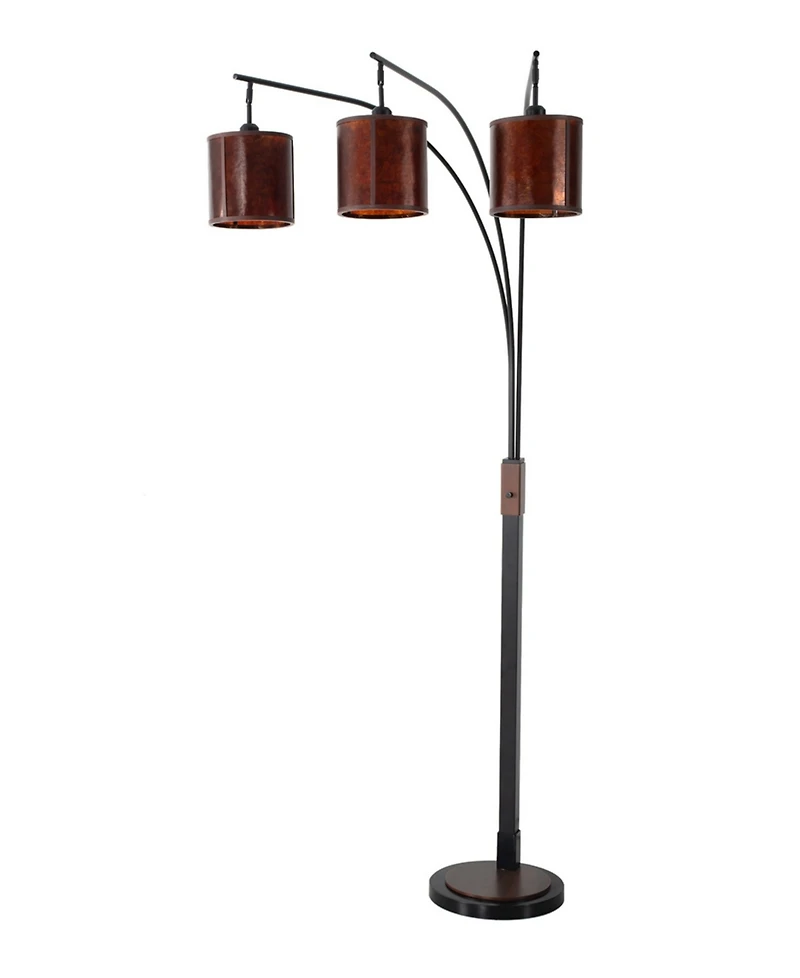 Nova of California 86" Wood Mica Mineral 3 Light Arc Floor Lamp