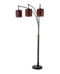 Nova of California 86" Wood Mica Mineral 3 Light Arc Floor Lamp