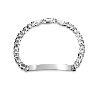 Bling Jewelry Bar Name Plated identification Id Bracelet 5 Mm Miami Cuban Curb Link Chain Link 180 Gauge .925 Sterling Silver