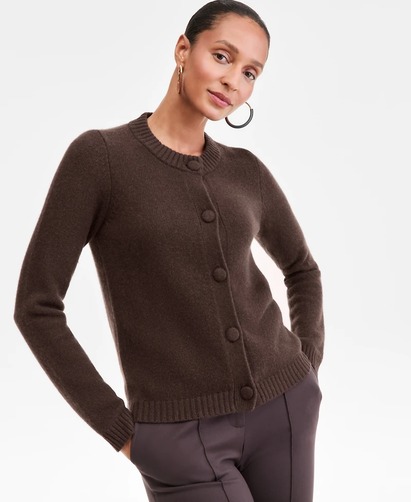 Charter Club Women's 100% Cashmere Chunky Crewneck Cardigan, Macy's Exclusive