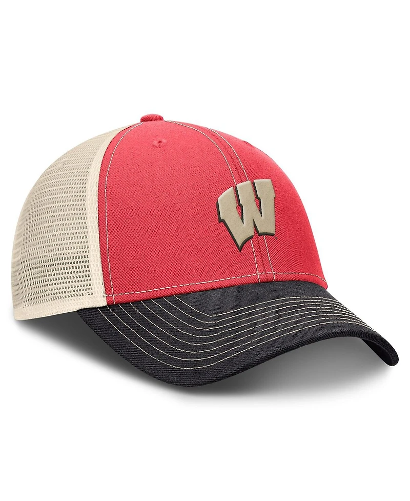 Top of the World Men's Red/Black Wisconsin Badgers Off-Road Trucker Adjustable Hat