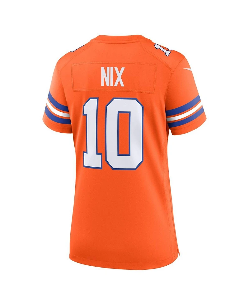 Nike Women's Bo Nix Orange Denver Broncos Mile High Collection 1977 Throwback Player Game Jersey