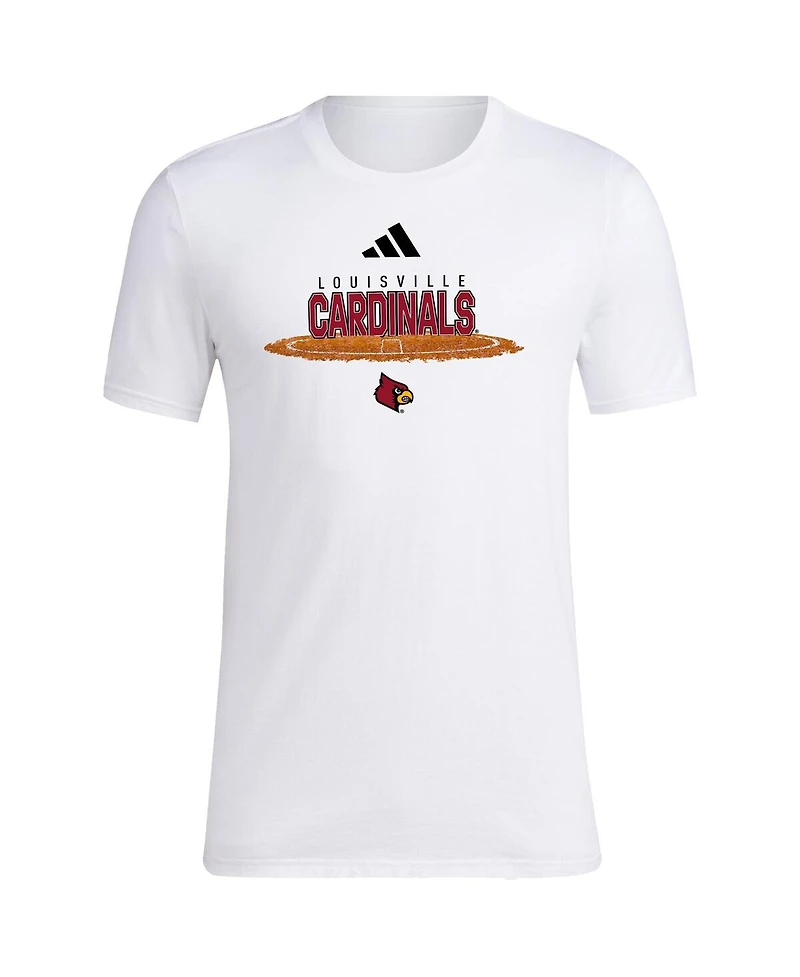 Adidas Men's White Louisville Cardinals Softball Pitcher's Circle T-Shirt