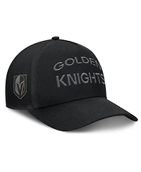Fanatics Men's Black Vegas Golden Knights Authentic Pro Road Stack Text A-Frame Adjustable Hat