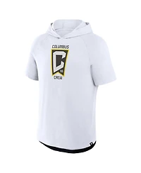 Fanatics Men's White Columbus Crew Hat Trick Stadium Slub Raglan Short Sleeve Pullover Hoodie