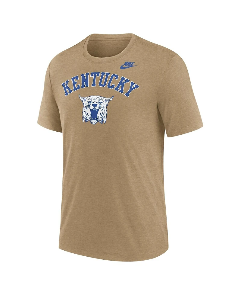 Nike Men's Heather Light Brown Kentucky Wildcats Legacy Arch Tri-Blend T-Shirt