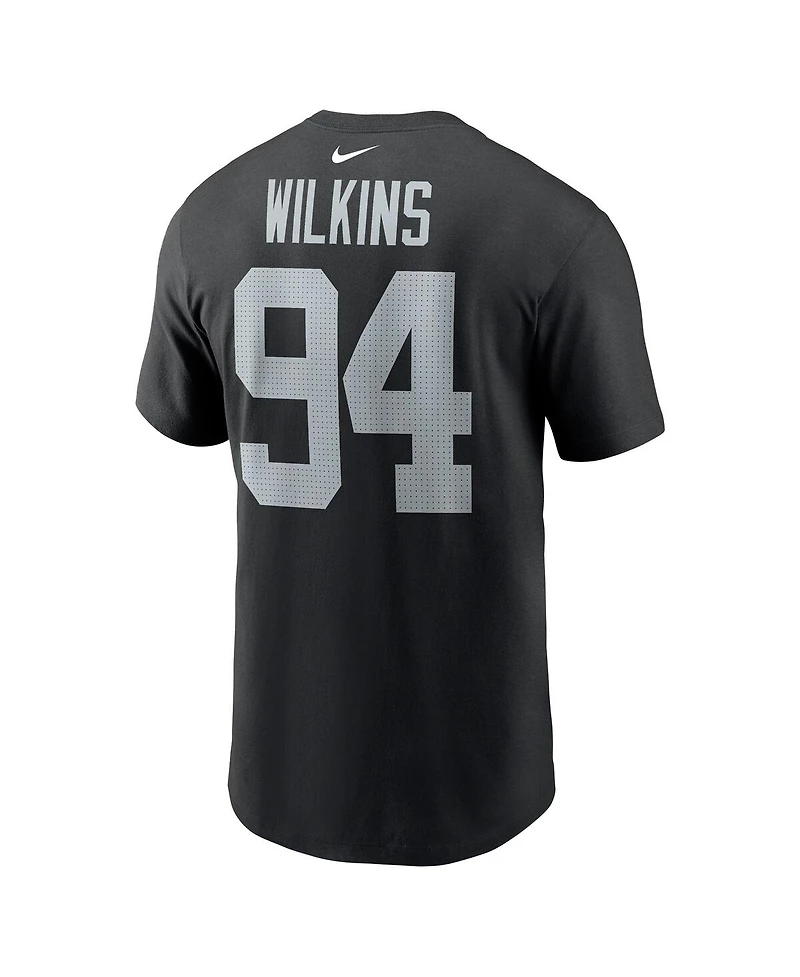 Nike Men's Christian Wilkins Black Las Vegas Raiders Player Name Number T-Shirt
