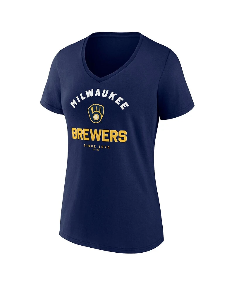 Logo Athletic Women's Navy Milwaukee Brewers Unrivaled V-Neck T-Shirt