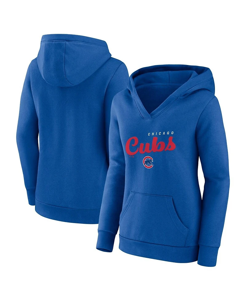 Logo Athletic Women's Royal Chicago Cubs Triumphant V-Neck Pullover Hoodie