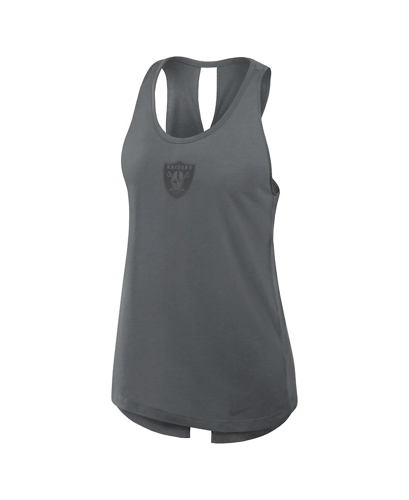 Nike Women's Gray Las Vegas Raiders Glory Crisscross Performance Tank Top