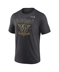 Fanatics Men's Heather Charcoal Vegas Golden Knights 2025 Stanley Cup Playoffs Crossbar Tri-Blend T-Shirt