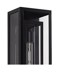 Possini Euro Design Double Box Modern Outdoor Wall Light Fixture Black Metal 16 1/2" Clear Glass for Post Exterior Barn Deck House Porch Yard Pat