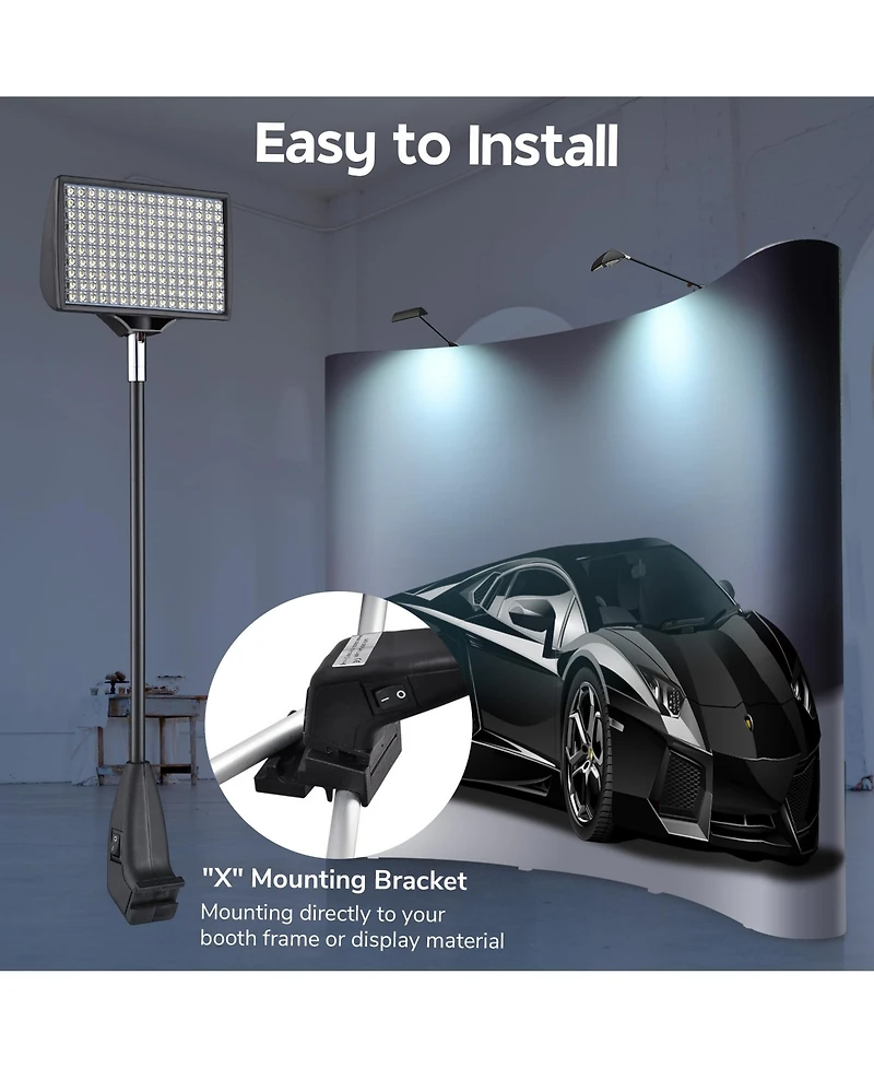 12W Led Trade Show Light 6500K Popup Booth Exhibit Back Drop Lighting 4 Pack