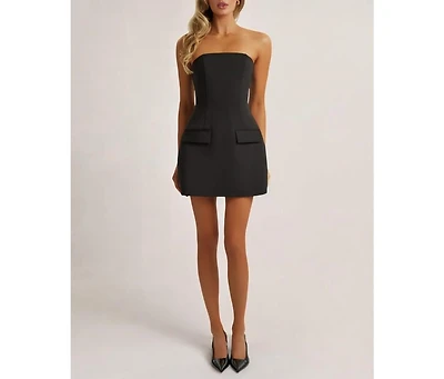Heiress Beverly Hills Women's Strapless A Line Pocket Mini Dress