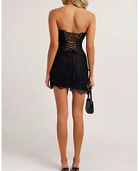 Heiress Beverly Hills Women's Lace Mesh Corset Drape Mini Dress