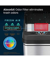 iTouchless Stainless Steel Sensor Trash Can with Wheels and AbsorbX Odor Filter 13 Gallon Silver