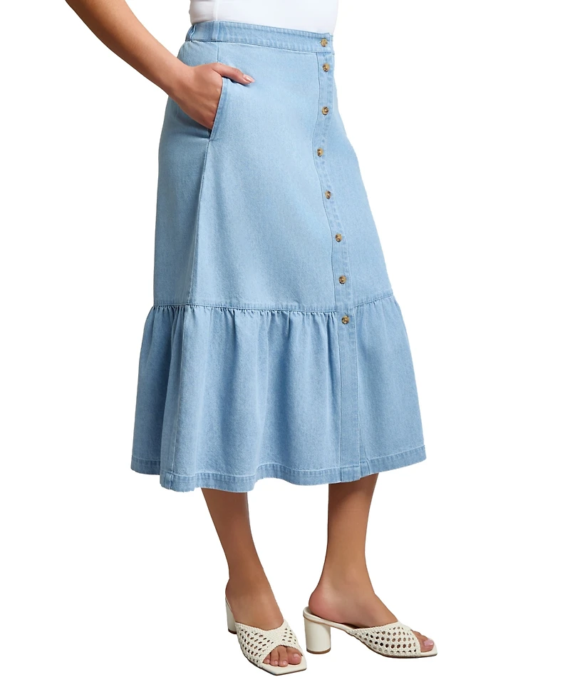 Jones New York Women's Tiered Button Up Skirt