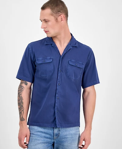 Sun + Stone Men's Short Sleeve Washed Button-Front Camp Shirt, Exclusively at Macy's