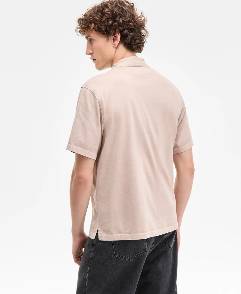 Sun + Stone Men's Short Sleeve Washed Button-Front Camp Shirt, Exclusively at Macy's