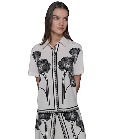 Karl Lagerfeld Paris Women's Floral Print Shirt