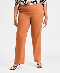 I.n.c. International Concepts Plus Mid-Rise Pull-On Straight-Leg Pants, Created for Macy's