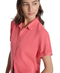 Dkny Jeans Women's Rolled-Sleeve Button-Up Shirt