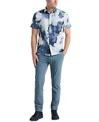 Perry Ellis Men's Short Sleeve Watercolor Print Button-Front Shirt