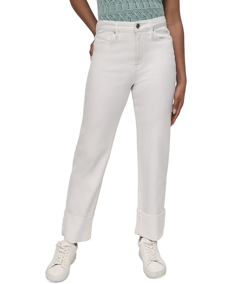 Dkny Jeans Women's High-Rise Classic Cuffed Straight-Leg