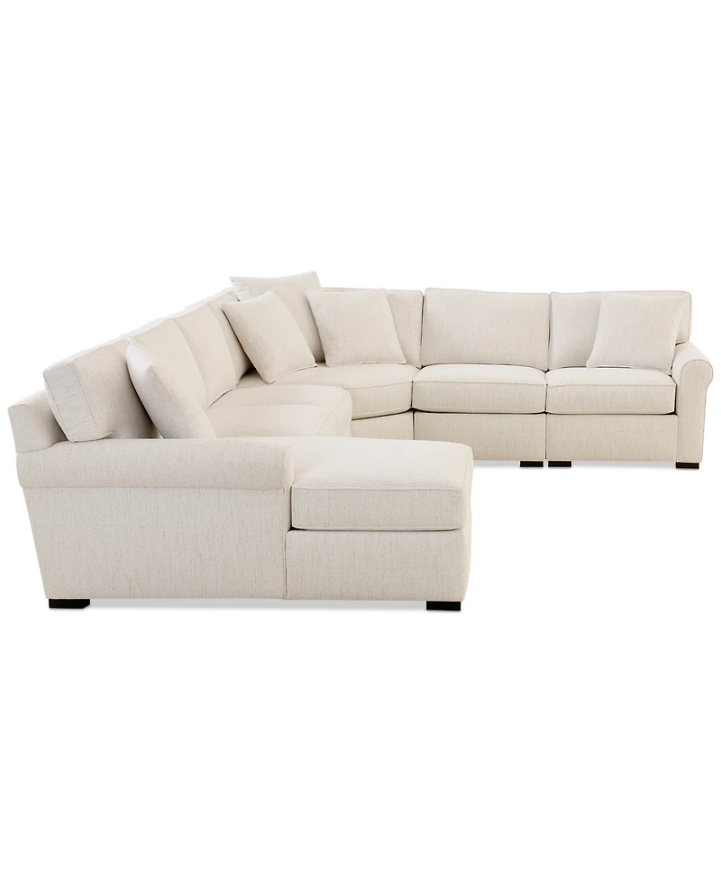 Radley Roll Arm 148" -Pc. Fabric Chaise Sectional with Wedge