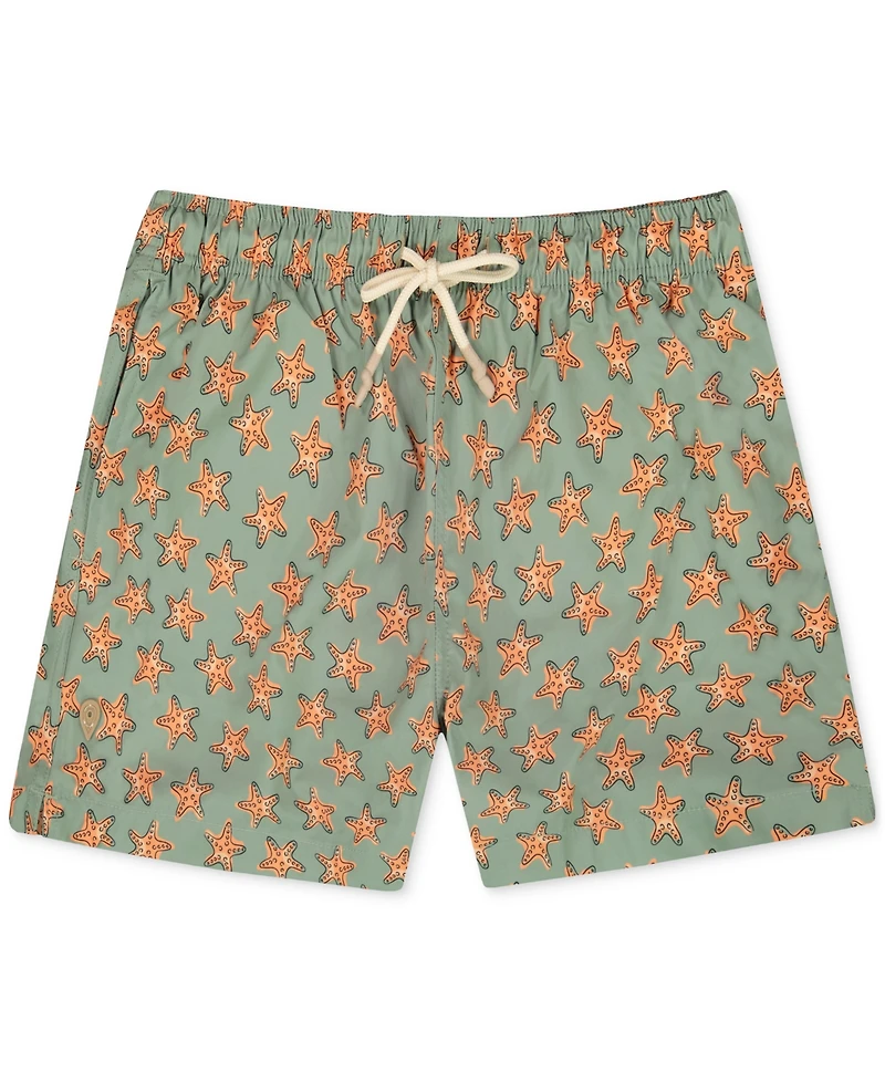 Sunset x Vine Men's Star-Pattern Woven Swim Trunks