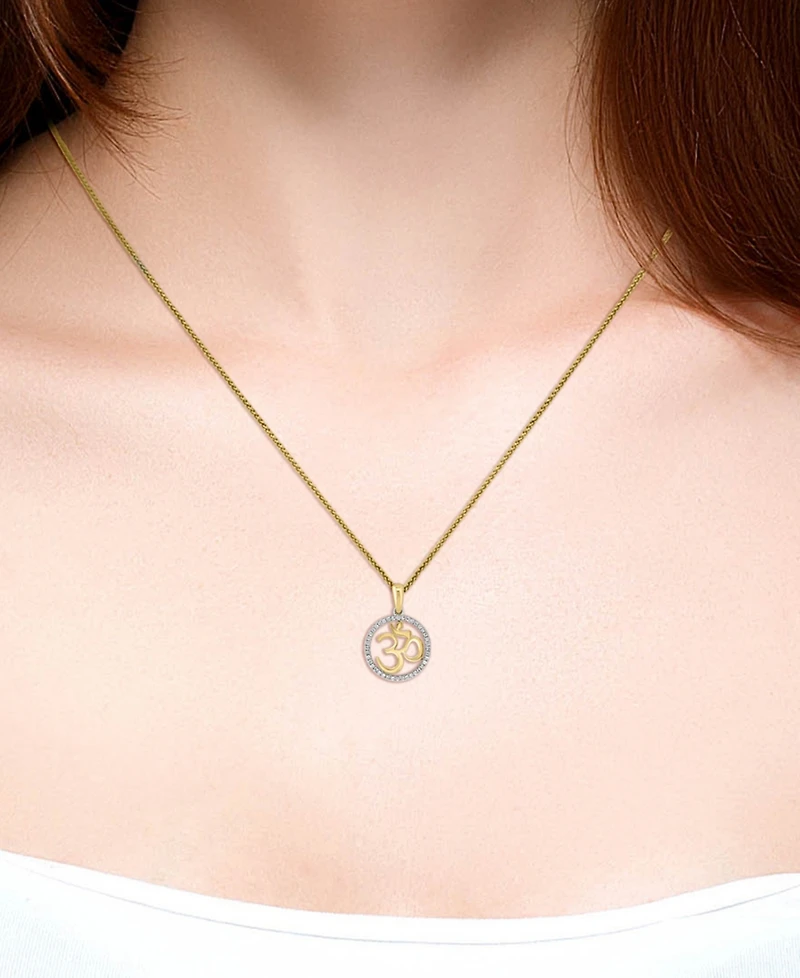 Lali Jewels Diamond Om Symbol 18" Pendant Necklace (1/10 ct. t.w.) in 14k Two-Tone Gold