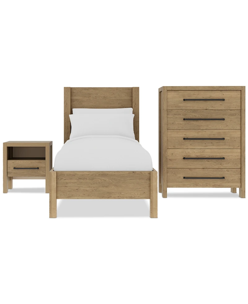Davie 3-Pc. Twin Set (Panel Bed, Chest & 1-Drawer Nightstand)