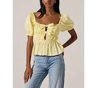 Astr the Label Women's Smocked Bow-Front Top