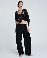 Kenneth Cole Women's Sheer Saddle-Shoulder Cropped Cardigan