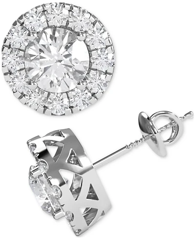 Diamond Halo Screw Back Stud Earrings (2-1/2 ct. t.w.) in 14k White Gold
