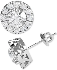 Diamond Halo Screw Back Stud Earrings (2-1/2 ct. t.w.) in 14k White Gold