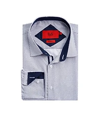 Elie Balleh Big Boys White Slim Fit Honeycomb Button-Down Shirt