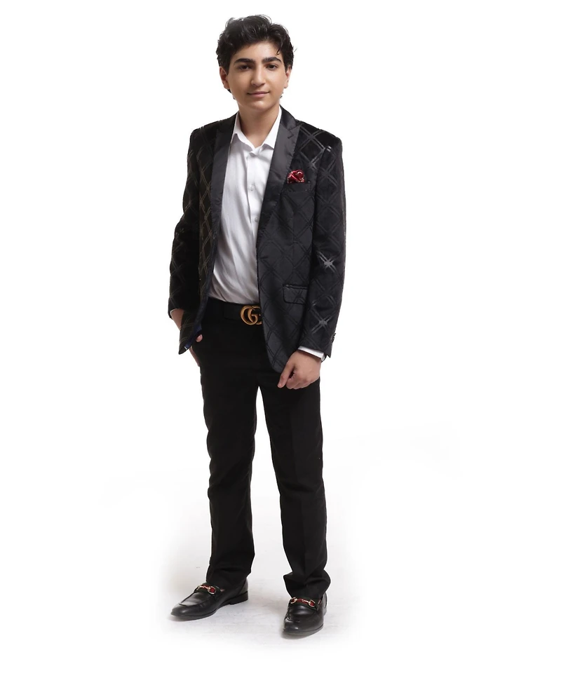 Elie Balleh Toddler Black Slim Fit Plaid Jacket