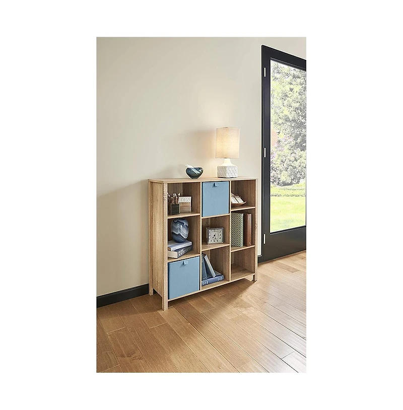 ClosetMaid Freestanding Premium 9-Cube Storage Organizer Bench, Weathered Oak