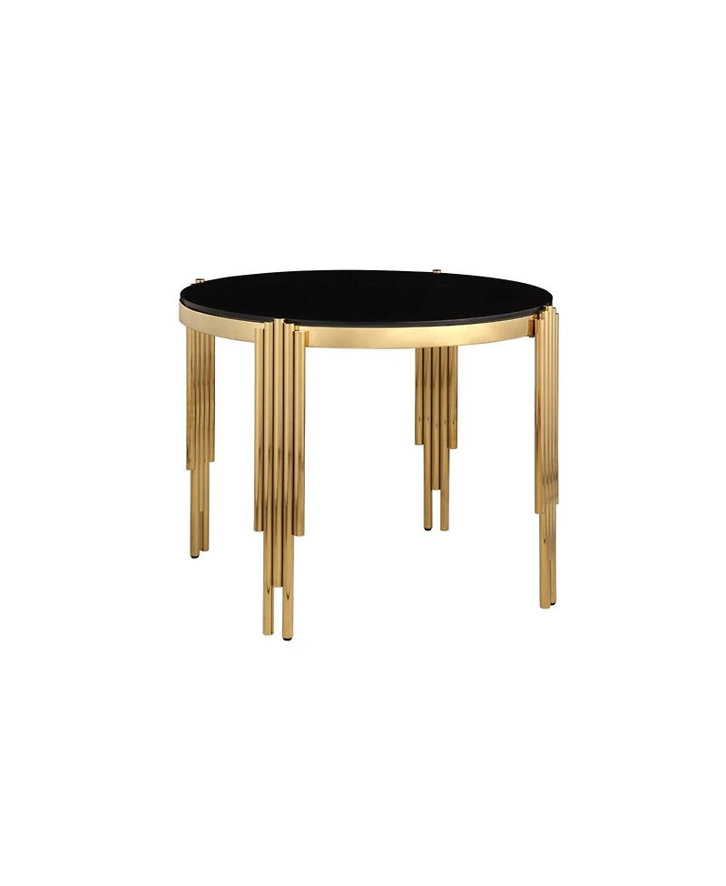 Streamdale Furniture Round Glass Dining Table (38.6") w/ Polished Gold Legs