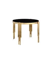 Streamdale Furniture Round Glass Dining Table (38.6") w/ Polished Gold Legs