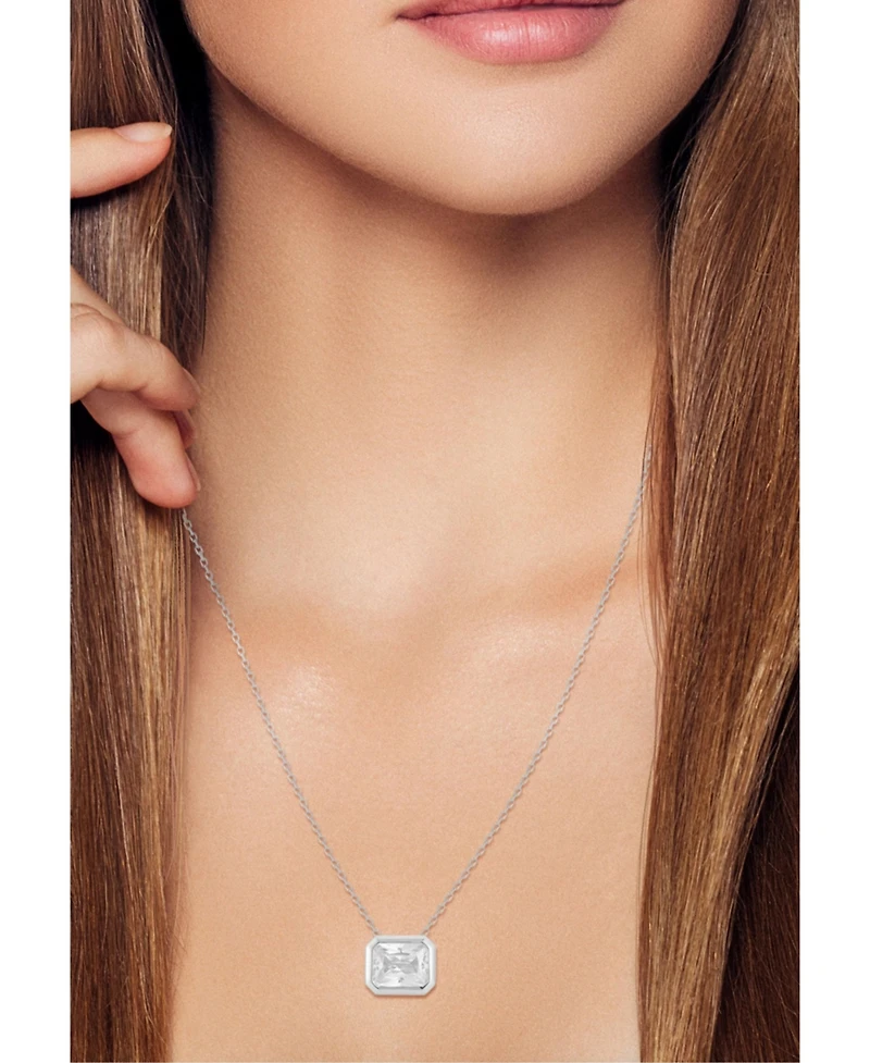 Rachel Zoe Sterling Silver Radiant Cut Solitaire Necklace