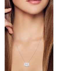 Rachel Zoe Sterling Silver Radiant Cut Solitaire Necklace