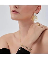 Spero London Mother Of Pearl Olive Branch Sterling Silver Earring