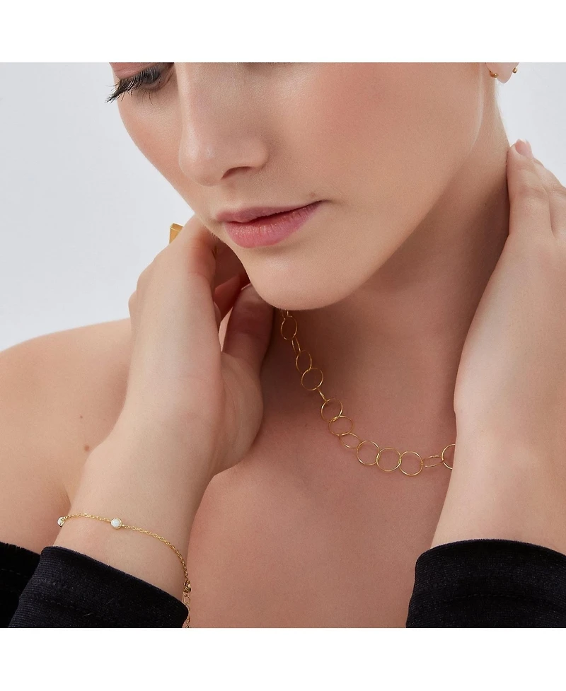 Spero London White Opal Sterling Silver Bracelet in Gold