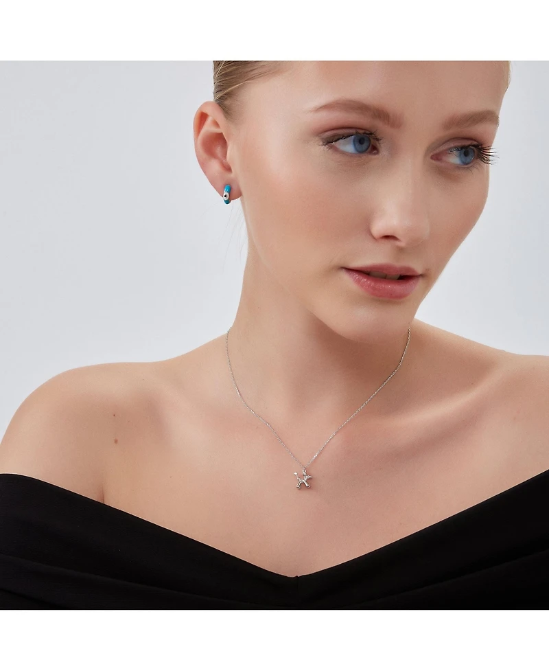 Spero London Balloon Dog Poodle Necklace In Sterling Silver