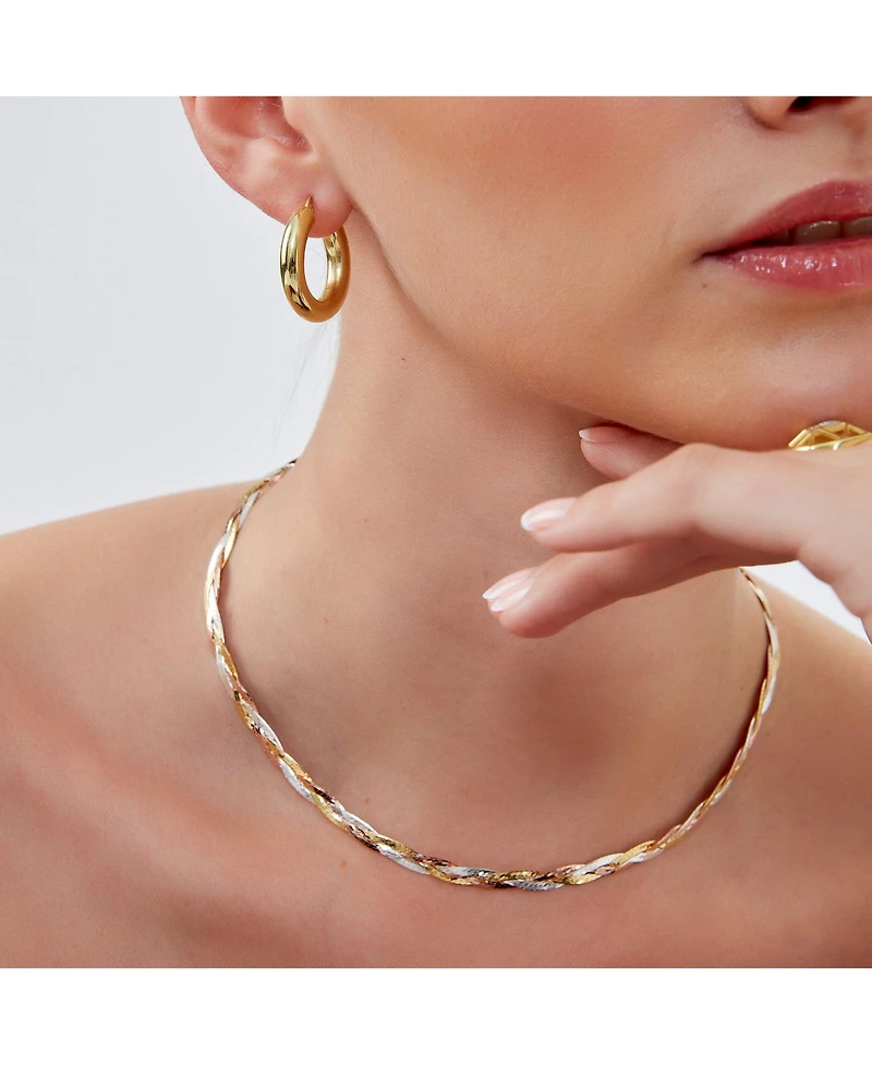 Spero London Gold Rose Gold and Silver Spiral Sterling Silver Flat Necklace