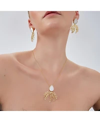 Spero London Mother Of Pearl Olive Branch Sterling Silver Necklace